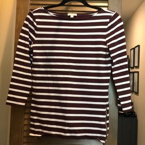 Wine and White Striped Boatneck Top